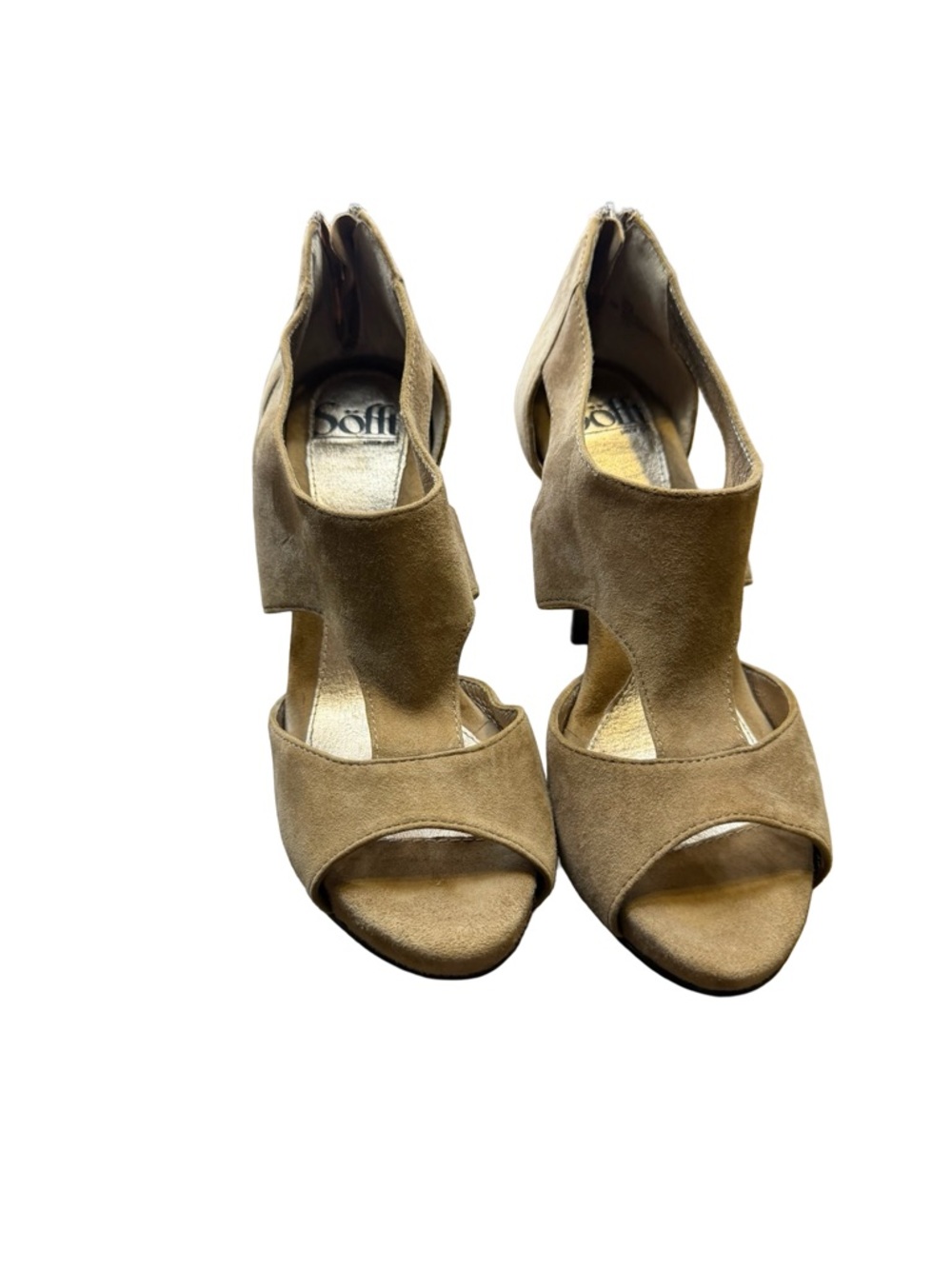 ✨🤎 Söfft Suede Peep Toe Heeled Sandals Tan Size 6M 🤎✨